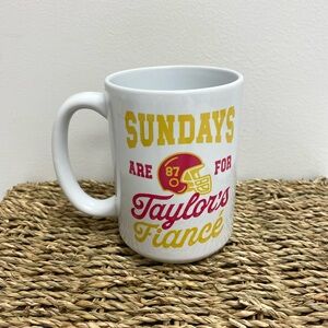 “Sundays are for Taylor’s fiancé” coffee mug. #87 football helmet Taylor Swift